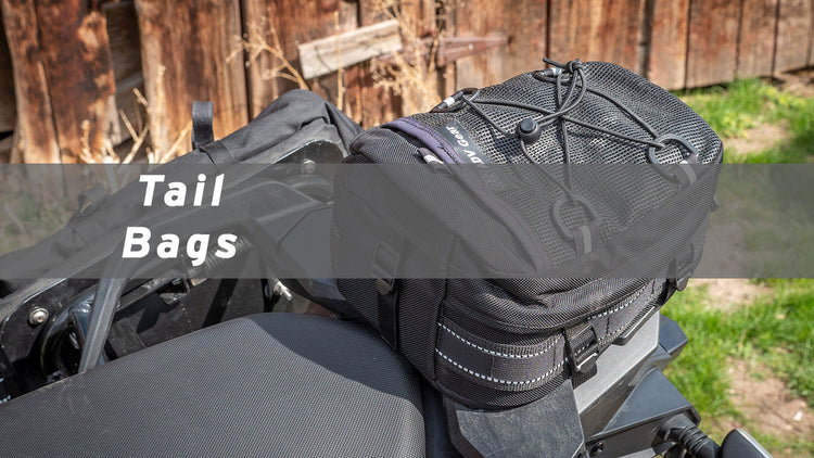 Universal-fit soft motorbike tail bags for adventure bike racks