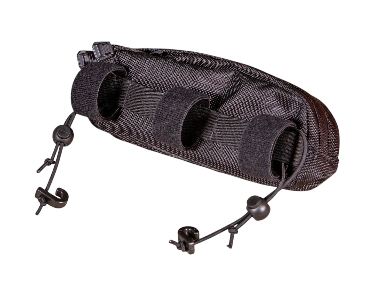 OBR Ledge Handlebar Bag: main mounting straps and secondary anti-rotation shock cords