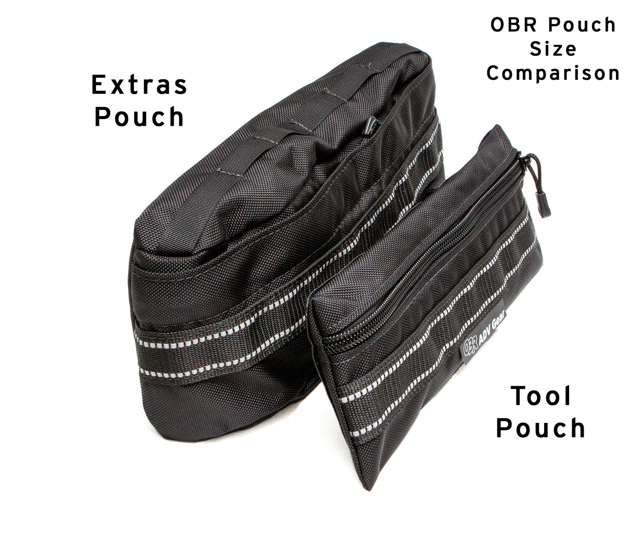Size comparison of OBR Extras Pouch and Tool Pouch