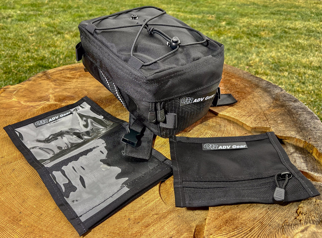 OBR High Basin Motorcycle Tank Bag: with two included top pockets (stash and map pockets)