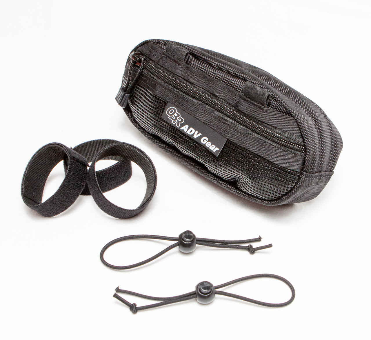 OBR ADV Gear Ledge Handlebar Bag: front of bag with mounting loops and shock cords
