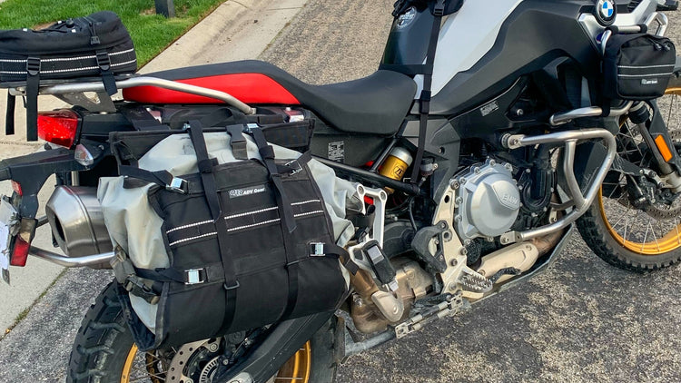 OBR ADV Gear Saddlebags. An Explorer saddlebag system installed on a KTM, with the OBR Crash Bar bags and Sherpa Tail Bag also in view!