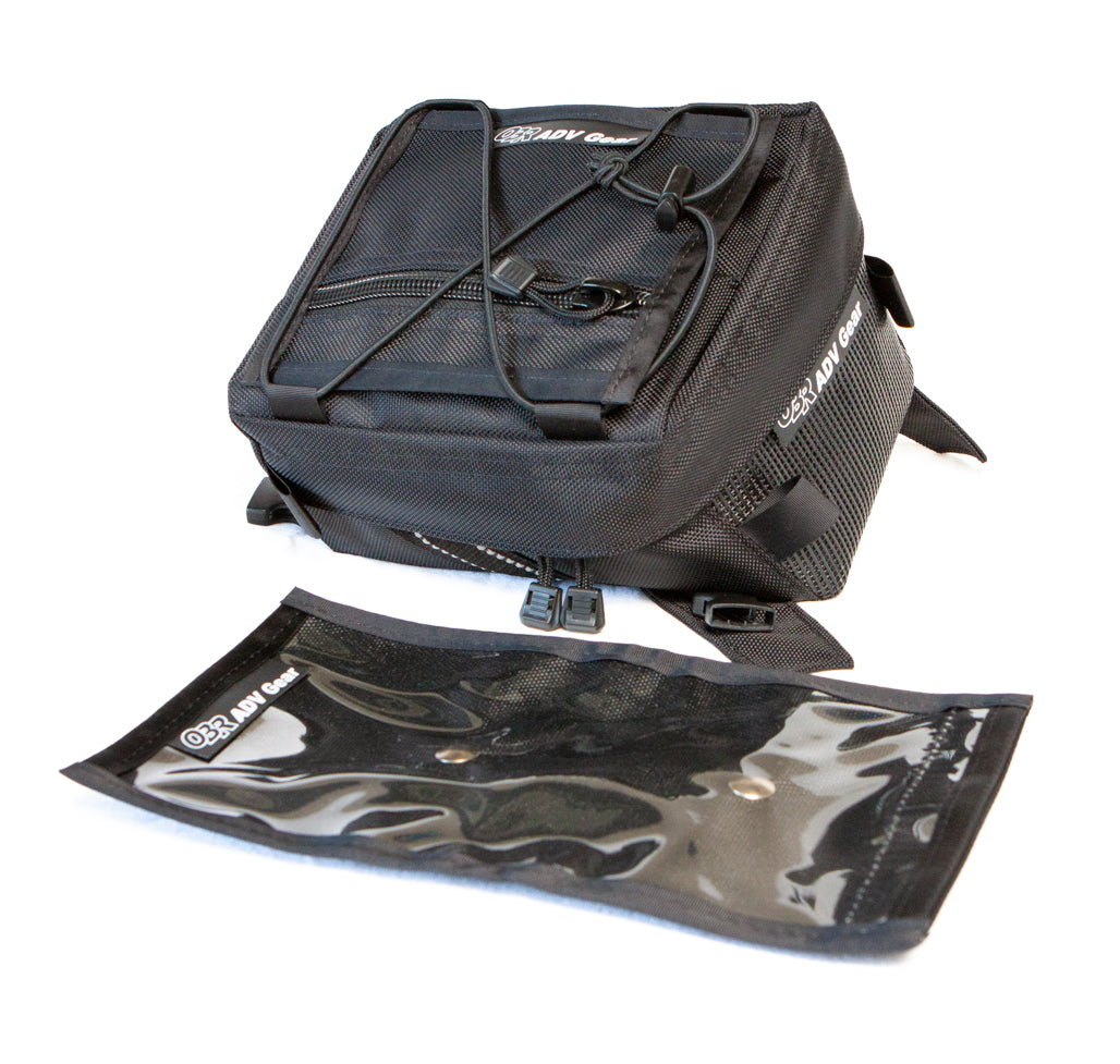 OBR High Basin Motorcycle Tank Bag: with stow pocket installed