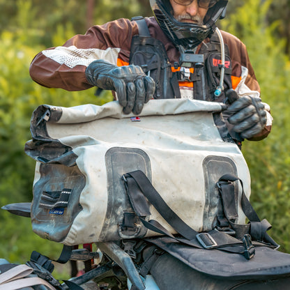 Dan unrolling his OBR 35L dry duffel