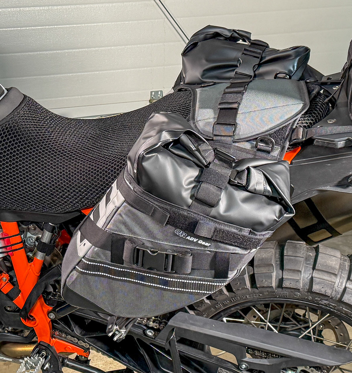 OBR 38L Saddlebags 2.0: Mounted on KTW, with lightly loaded dry bags