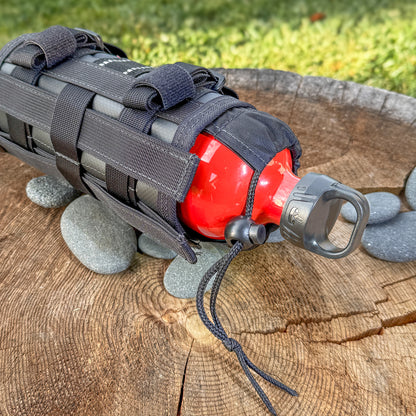 Fuel or hydration bottle wrap, with included MOLLE loops and straps