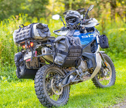 OBR Explorer saddlebags, Beavertail, 35L dry duffel, and RDAPs 