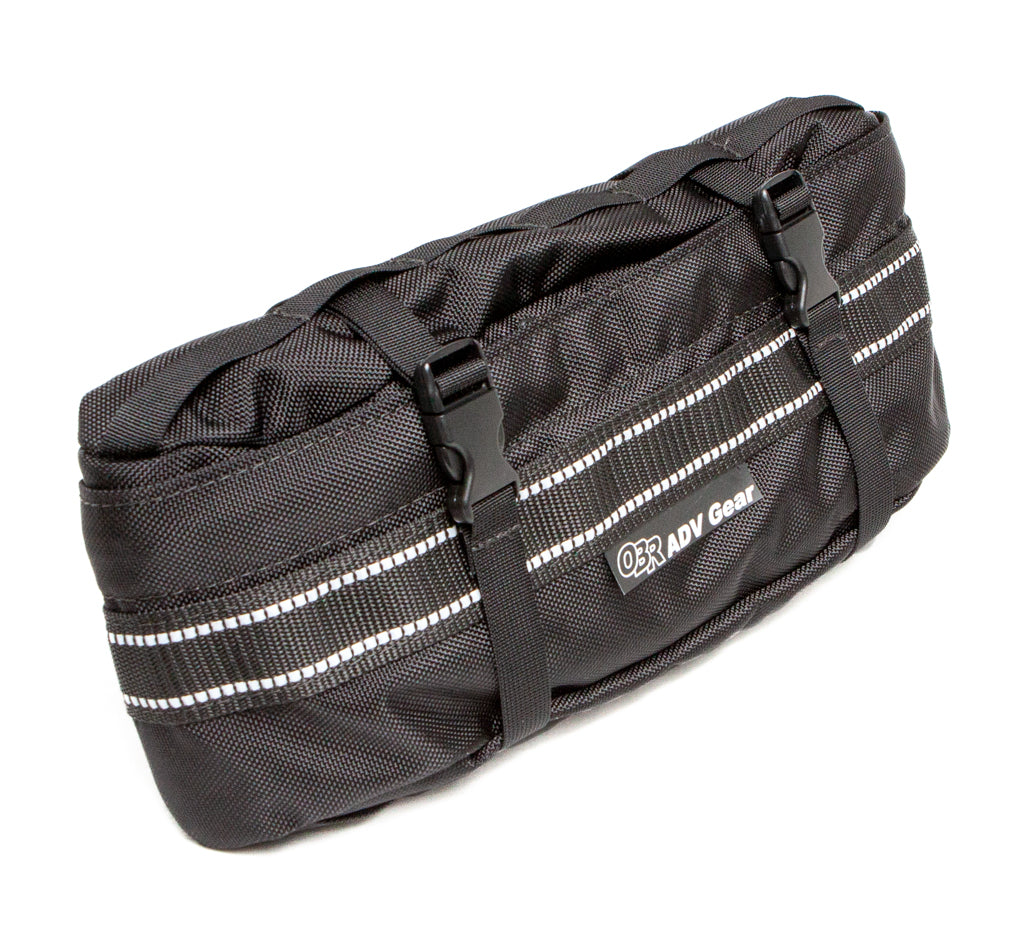 OBR Extras Pouch: Front with reflective webbing and mounting straps attached