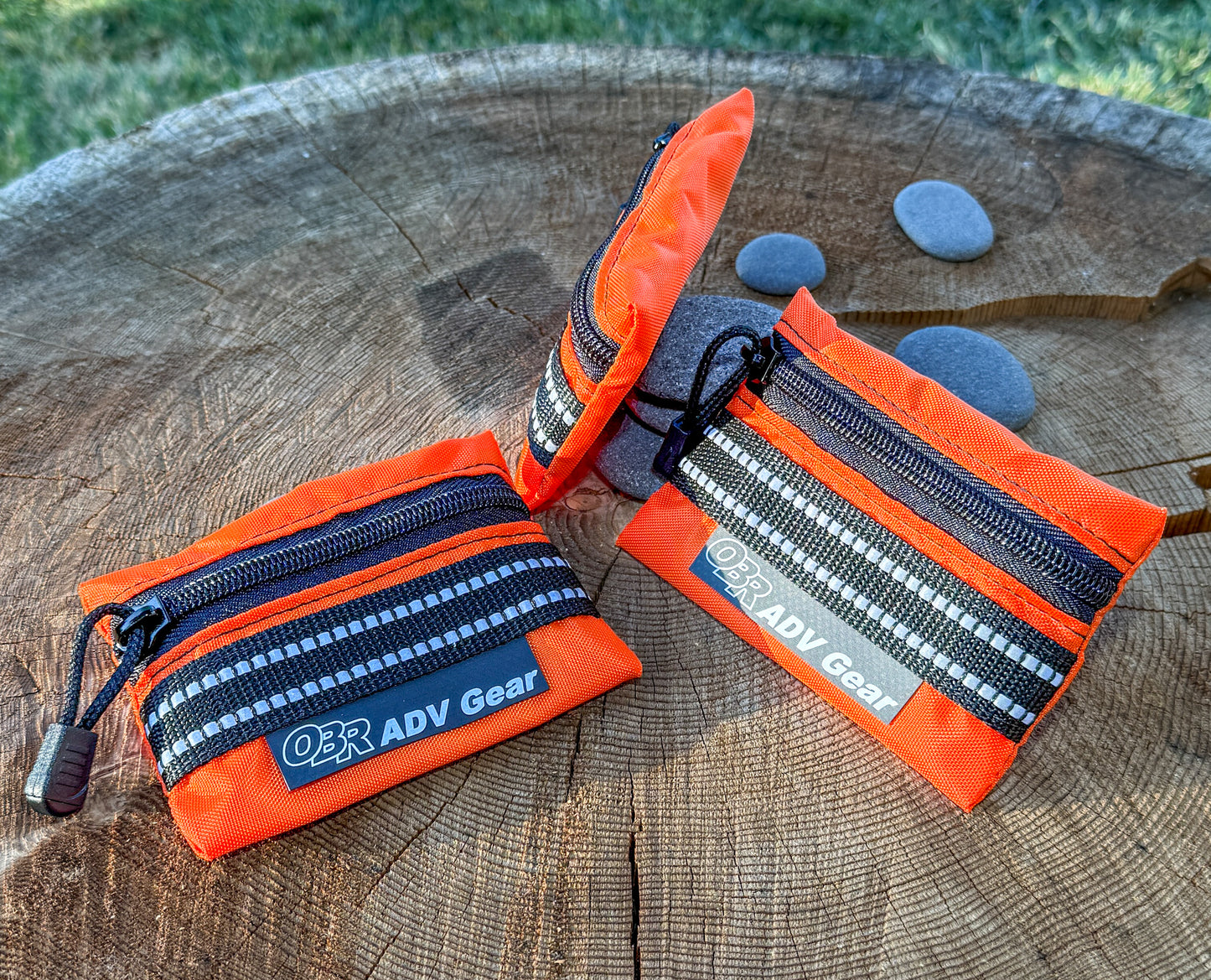 OBR utility Mini-pouch: orange 3 pack, showing side profile of pouch
