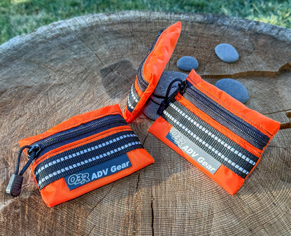OBR utility Mini-pouch: orange 3 pack, showing side profile of pouch